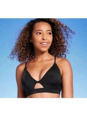 Shade & Shore 34B Longline Underwire Bikini Top, Black NEW